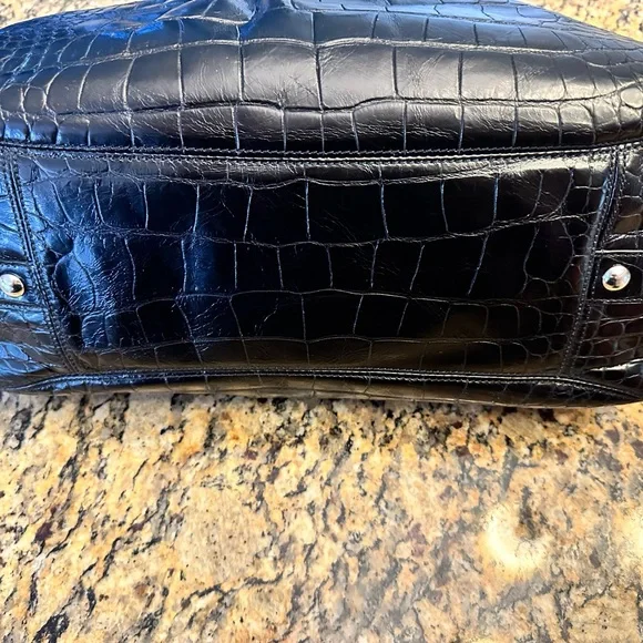 COACH ❤️ MADISON CROC EMBOSSED PATENT LEATHER ~LIMITED EDITION~ Bag & Wallet Set - Picture 8 of 15